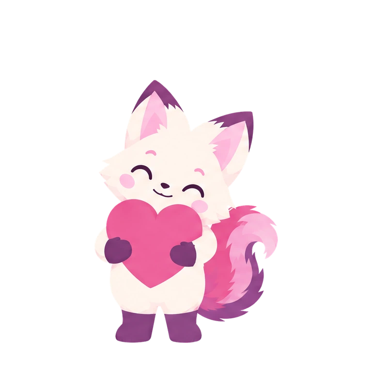 Kit hugging a heart